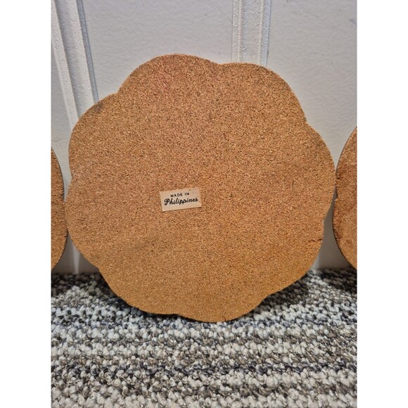 6 Capiz Shell Cork Backed Round With Scallop Edge Placemat/Trivets Phillipines - Picture 14 of 16